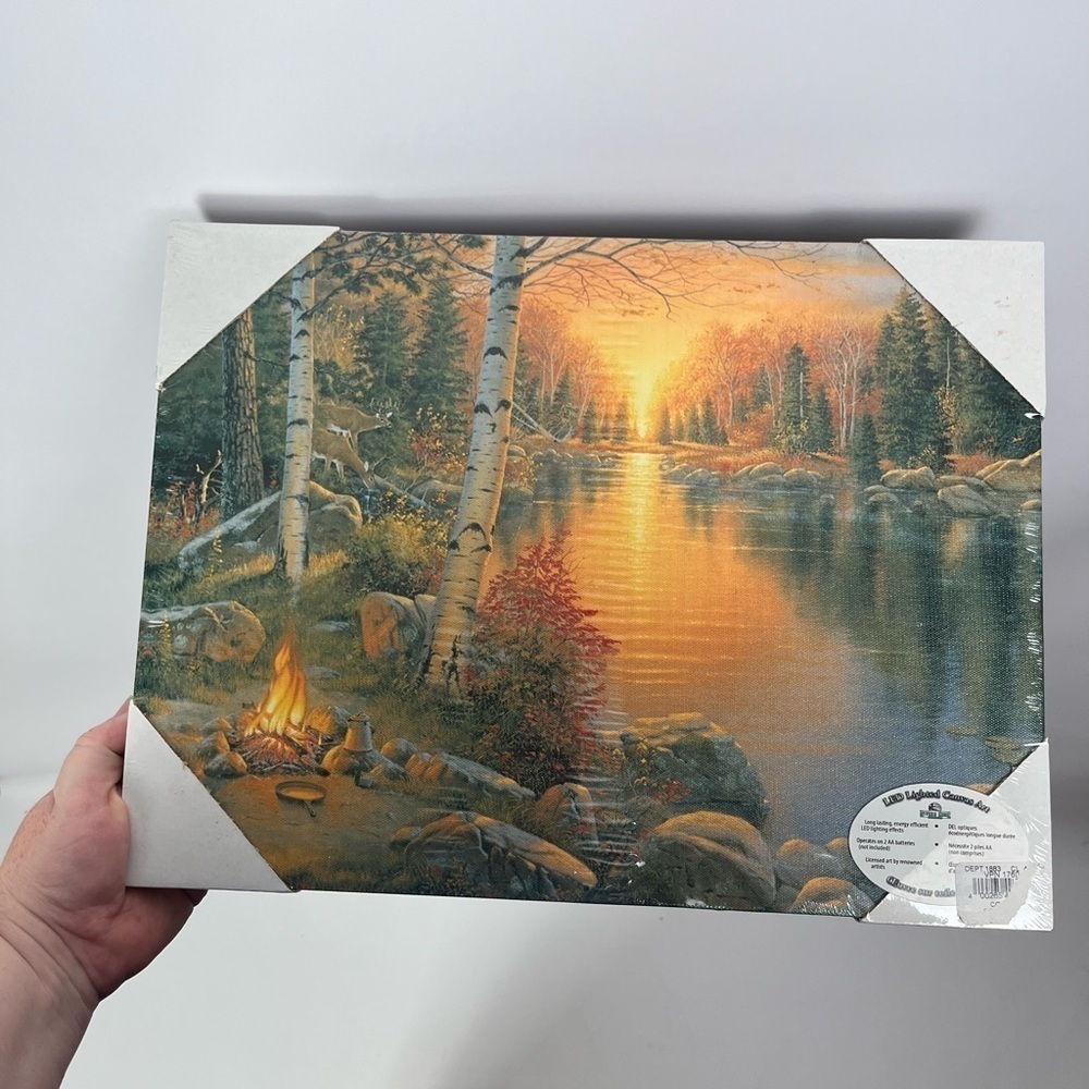 Nature Scene Camping River Canvas Wall Art